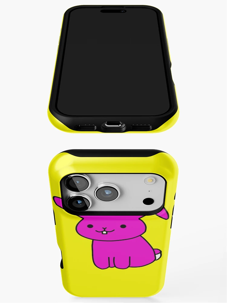 Thumbnail 3 of 4, iPhone Case, Cartoon Rabbit Pink Yellow Pattern designed and sold by Flowchart.