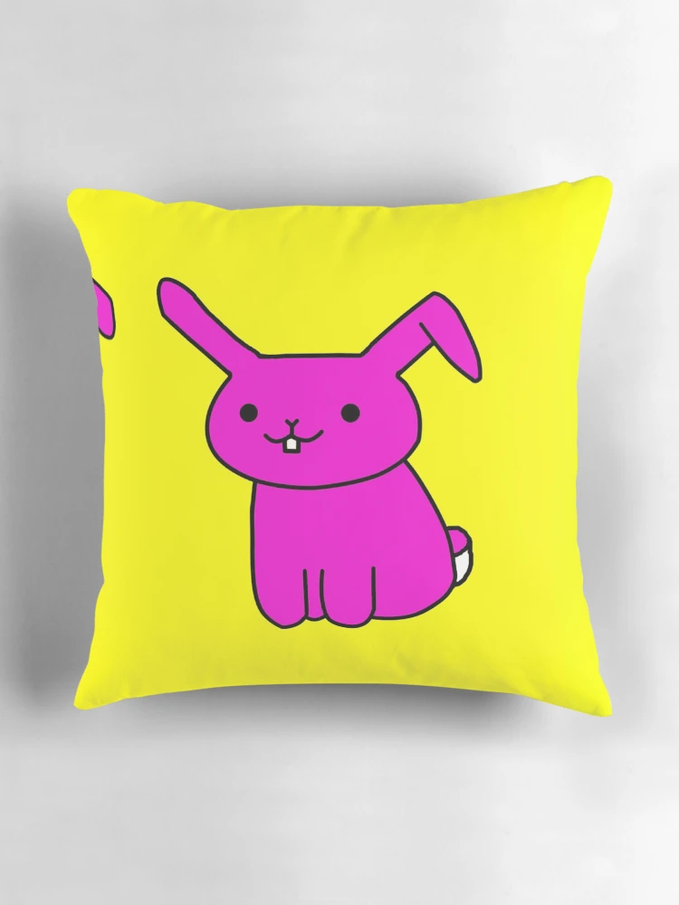 Thumbnail 3 of 4, Pillow, Cartoon Rabbit Pink Yellow Pattern designed and sold by Flowchart.