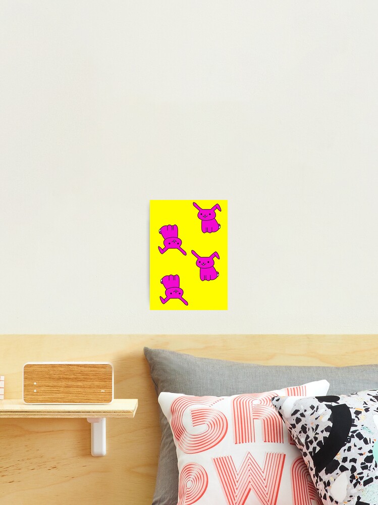 Thumbnail 2 of 3, Photographic Print, Cartoon Rabbit Pink Yellow Pattern designed and sold by Flowchart.