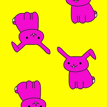 Artwork thumbnail, Cartoon Rabbit Pink Yellow Pattern by Flowchart