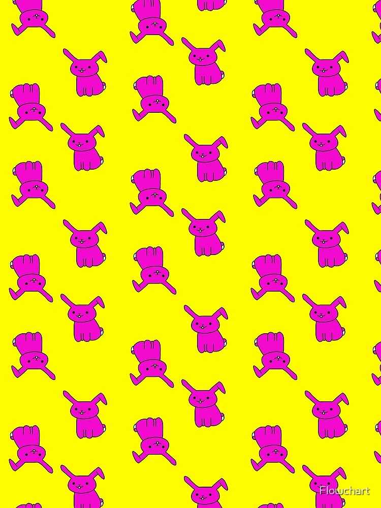 Thumbnail 3 of 3, Scarf, Cartoon Rabbit Pink Yellow Pattern designed and sold by Flowchart.