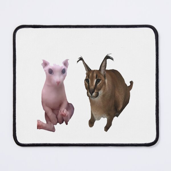 Cat Mouse Meme, Rubber Desktop Mat, Floppa Mouse Pad