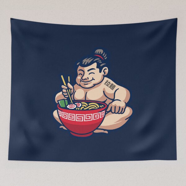 Item preview, Japanese Samoan Wrestler Eating Ramen  - Funny designed and sold by Pixelish.