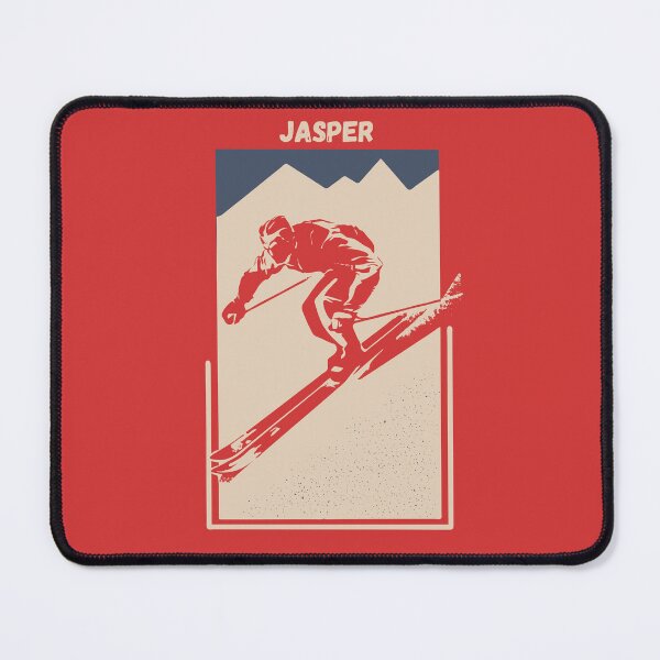 Item preview, Jasper in Alberta, Canadian Rockies, Marmot Basin, Canada, North America - Vintage Red Ski Poster for Mountain Alpine Skier designed and sold by Vintage-TM.