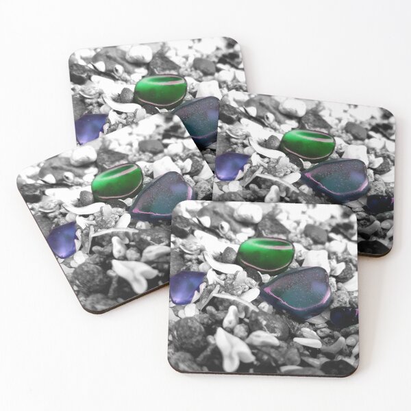 Item preview, Beach Glass Blue and Green on Black and White Pebbles and Seashells Beachcore Beach Aesthetic Beachy Vibes designed and sold by Beachy.