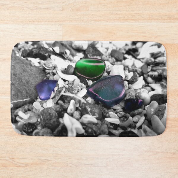 Item preview, Beach Glass Blue and Green on Black and White Pebbles and Seashells Beachcore Beach Aesthetic Beachy Vibes designed and sold by Beachy.