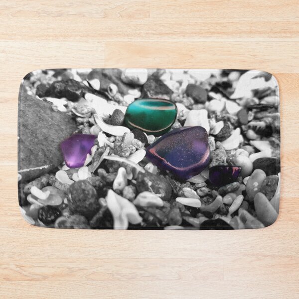 Item preview, Beach Glass Teal and Purple on Black and White Pebbles and Seashells Beachcore Beach Aesthetic Beachy Vibes designed and sold by Beachy.
