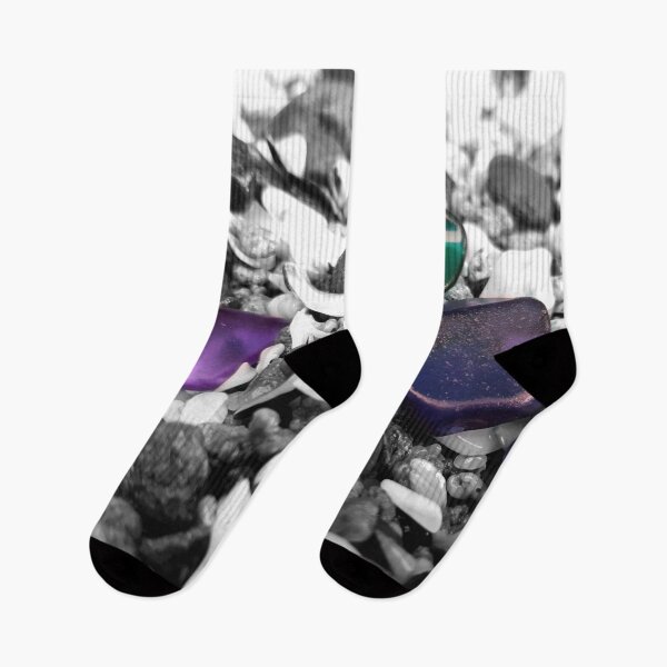 Item preview, Beach Glass Teal and Purple on Black and White Pebbles and Seashells Beachcore Beach Aesthetic Beachy Vibes designed and sold by Beachy.