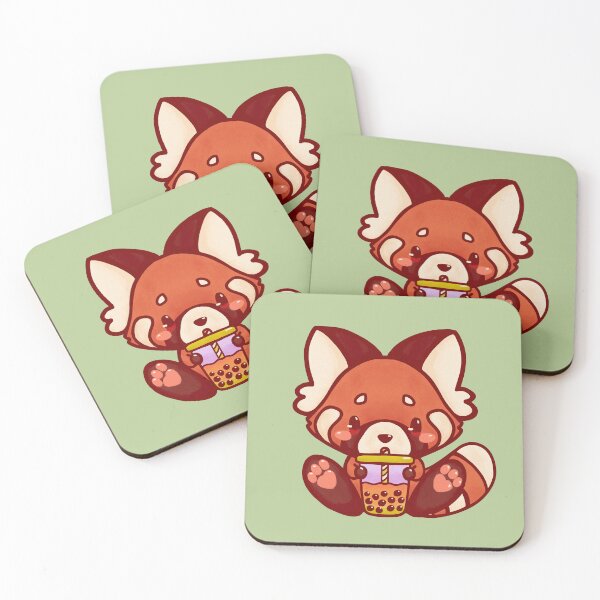 Item preview, Red fox bubble tea kawaii cute adorable chibi hand painted designed and sold by · GAMING SOUL ·.