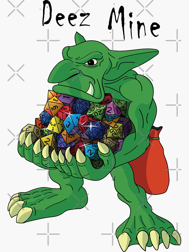 "Dice Goblin with Dice hoard" Sticker for Sale by ATPCustom Redbubble