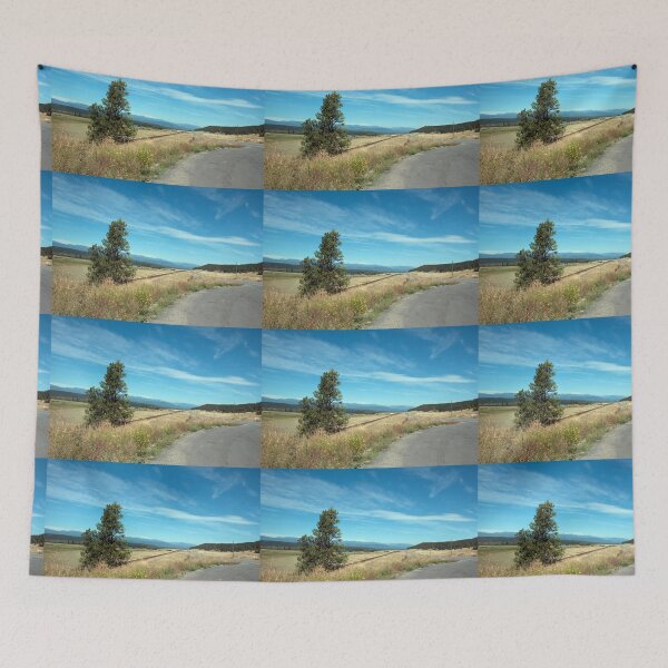 Item preview, Road, blue sky, tree and wild grasses landscape photography designed and sold by naturematters.