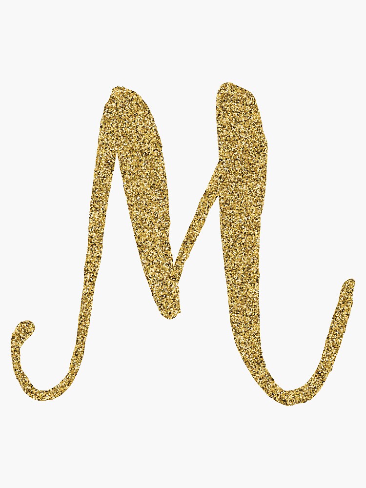 "Letter 'M' Gold Glitter Initial" Sticker by MackenzieMakes Redbubble
