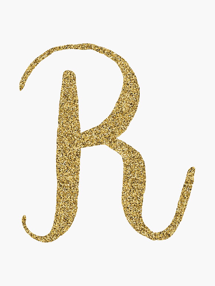  Letter R  Gold Glitter Initial Sticker by 