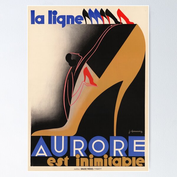 Item preview, AURORE est inimitable French Women's Footwear Art Deco Poster 1930 by Jean Chassaing designed and sold by retroposters.
