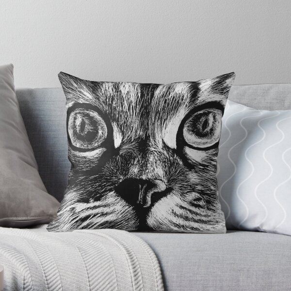 Black and White Cat Throw Pillow