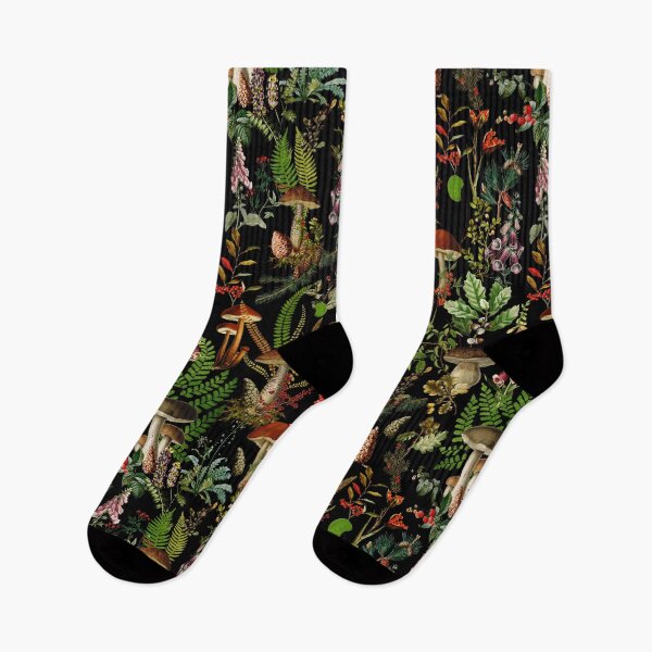 Item preview,  Vintage Midnight Mushrooms Forest Pattern - Black Botanical Night Garden Nightgarden designed and sold by UtArt.