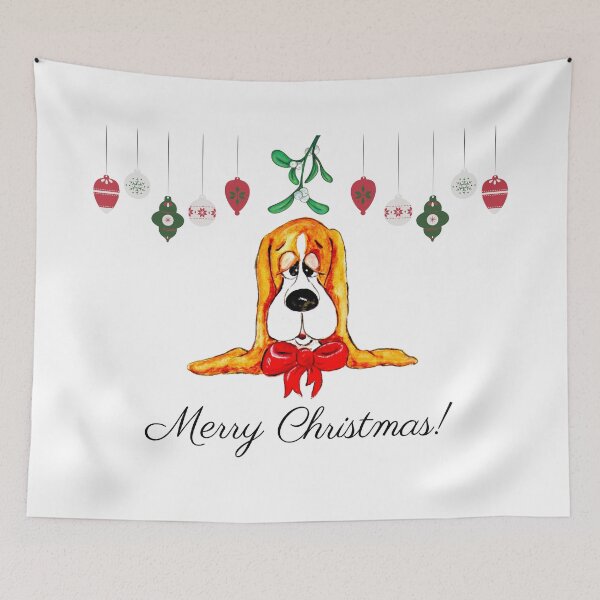Artikelvorschau, Weihnachtsbasset Hound entworfen und verkauft von PaintedbyCarol.
