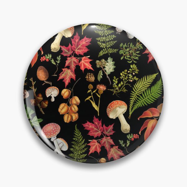 Item preview,   Vintage Midnight Mushrooms In Forest Botanical Pattern - Black Botanical Night Garden Nightgarden designed and sold by UtArt.