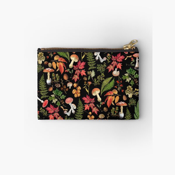 Item preview,   Vintage Midnight Mushrooms In Forest Botanical Pattern - Black Botanical Night Garden Nightgarden designed and sold by UtArt.