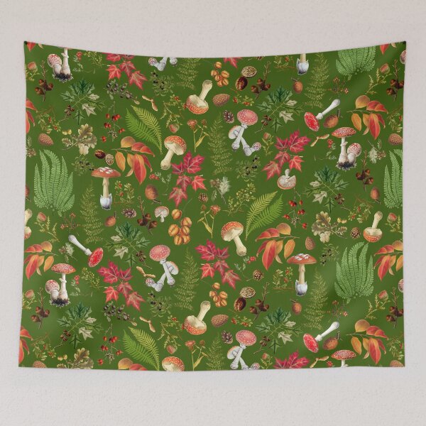 Item preview, Vintage Mushrooms In Forest Botanical Garden Pattern -Green Nightgarden designed and sold by UtArt.