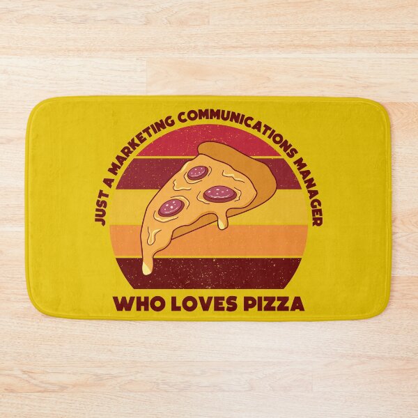 Item preview, Just a marketing communications manager who loves pizza, dark text, funny food lovers marketing communications manager job, humor, joke, meme, pizza lover designed and sold by SGS-.