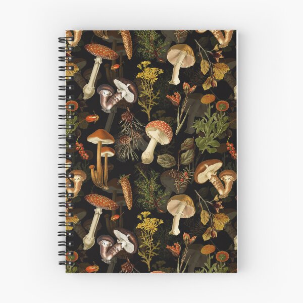 Item preview,  Vintage Midnight Mushrooms Forest Autumnal Botanical Pattern - Black Botanical Night Garden Nightgarden designed and sold by UtArt.