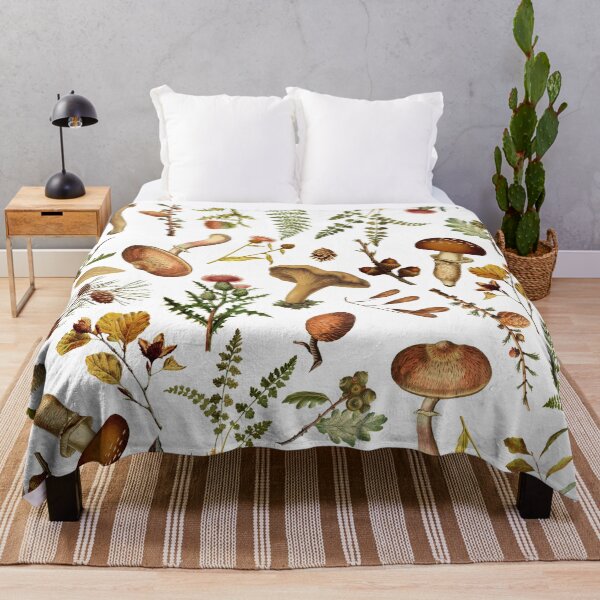 Item preview, Vintage Mushroom Woodland Garden Botanical Garden on White Nightgarden designed and sold by UtArt.