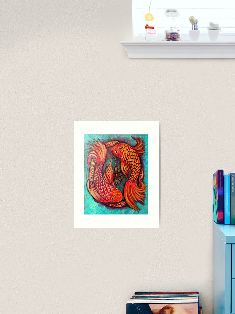 Thumbnail 1 of 3, Art Print, Joyful Koi Fish designed and sold by heartsake.