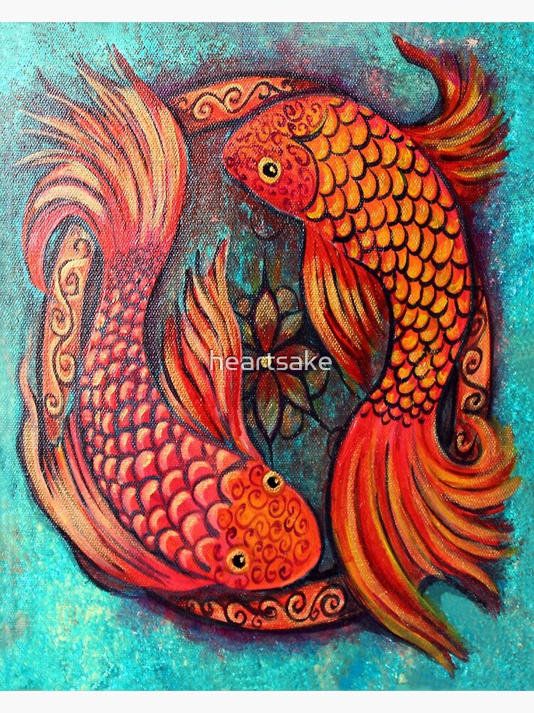 Thumbnail 3 of 3, Art Print, Joyful Koi Fish designed and sold by heartsake.