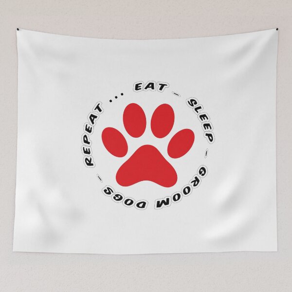 Item preview, eat sleep groom dogs repeat funny dog grooming designed and sold by randomdogshirt.