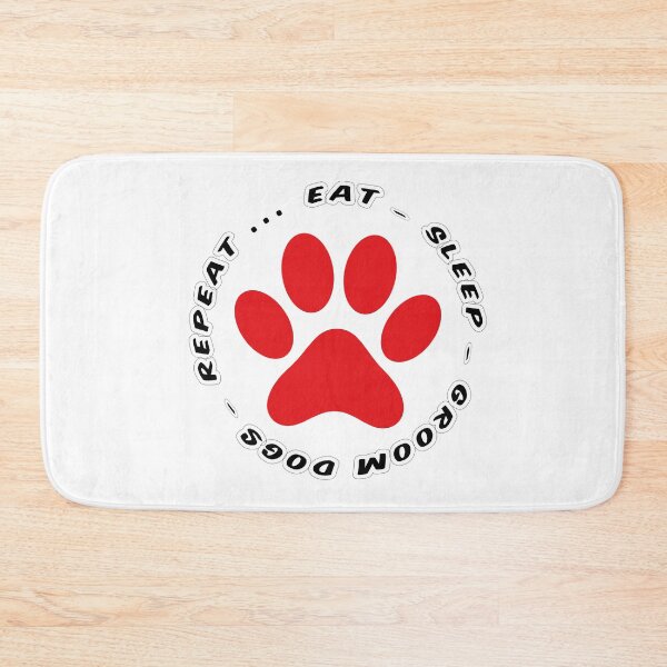 Item preview, eat sleep groom dogs repeat funny dog grooming designed and sold by randomdogshirt.
