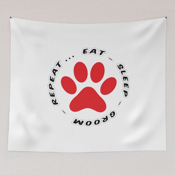 Item preview, eat sleep groom repeat funny dog grooming designed and sold by randomdogshirt.