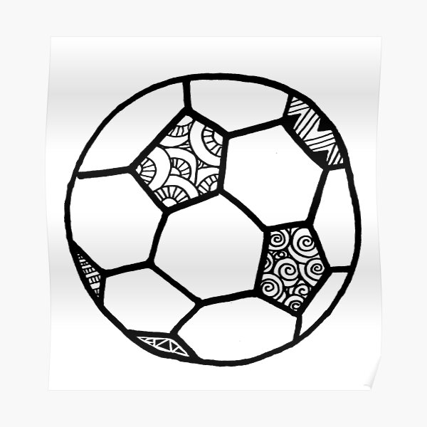 Poster « Ballon de football Zentangle », par alexavec Redbubble