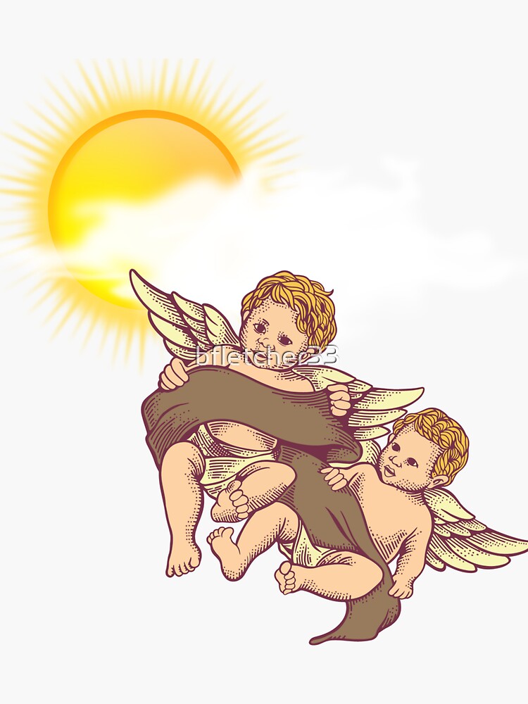 "Angelic Vintage Baby Cherubs Playing Together Up In Heaven" Sticker