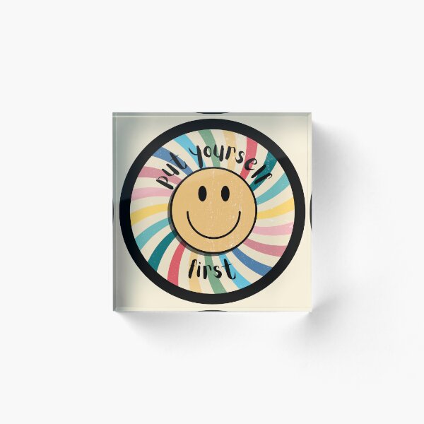 Item preview, Put Yourself First Groovy Smile Circle designed and sold by Pink Ribbon.
