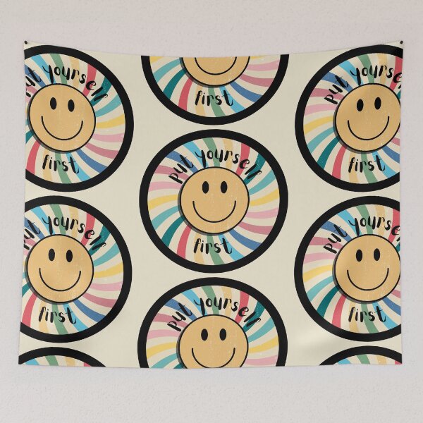 Item preview, Put Yourself First Groovy Smile Circle designed and sold by Pink Ribbon.
