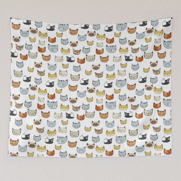 Item preview, Cat Face Doodle Pattern designed and sold by tanyadraws.