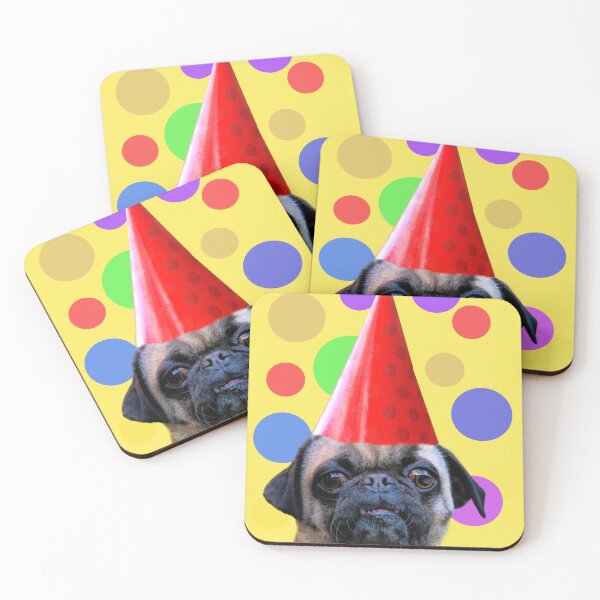 Item preview, Pug Birthday with Fun Party Hat designed and sold by Stephanie Laird.