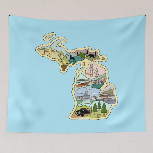 Item preview, Michigan Illustrated Map - Great Lake Michigan Detroit Lake Superior Souvenir designed and sold by merchzy.