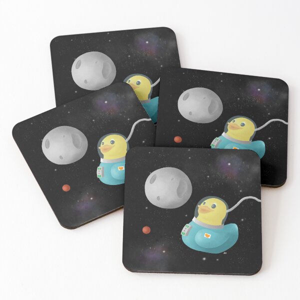 Rubber Duck Astronaut in Space Coasters (Set of 4)