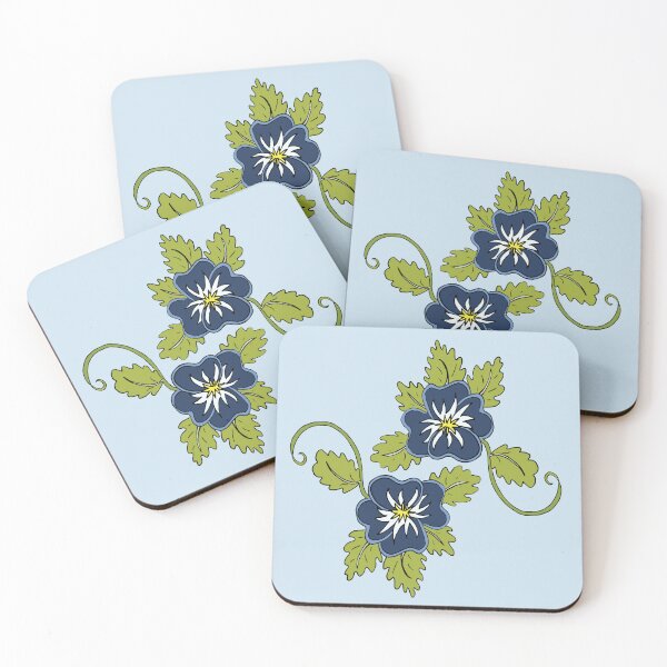 Item preview, Dark blue wild pansy flower illustration double bloom designed and sold by AngelDawnDesign.
