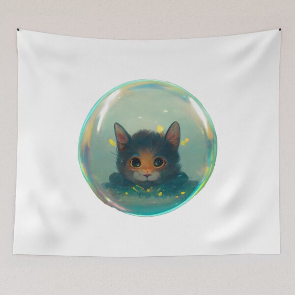 Item preview, Cute cat inside a bubble designed and sold by AlphaPhoenicis.