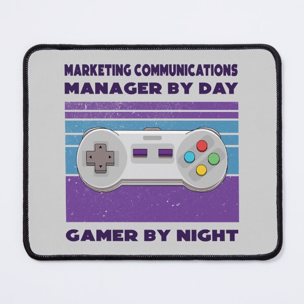 Item preview, Marketing communications manager by day gamer by night, dark text, funny games lovers, job, humor, joke, meme, gamer worker designed and sold by SGS-.