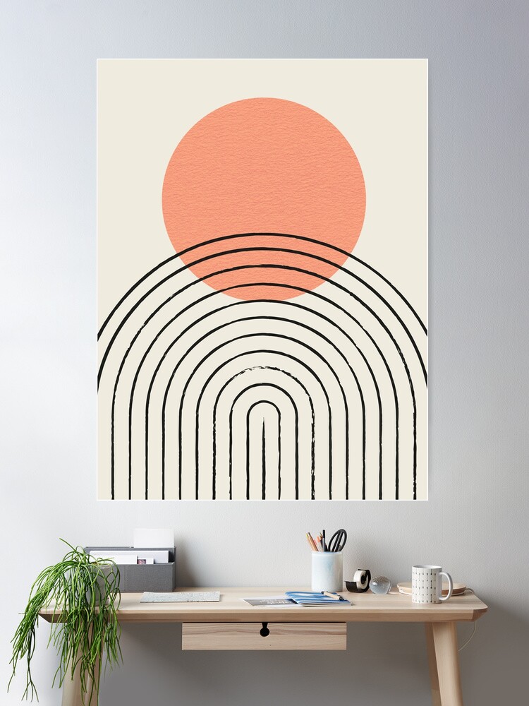 Orange Sun Rainbow Abstract - Mid century modern