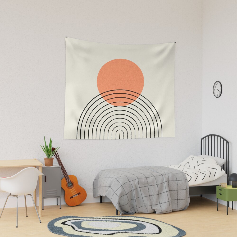 Orange Sun Rainbow Abstract - Mid century modern