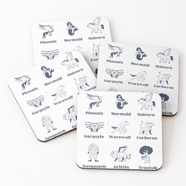 Item preview, Mythological Creatures Grid-Style Mermaid, Unicorn, Sasquatch, etc. designed and sold by The Masked Designer.