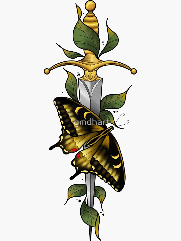"Butterfly dagger" Sticker for Sale by gmdhart Redbubble