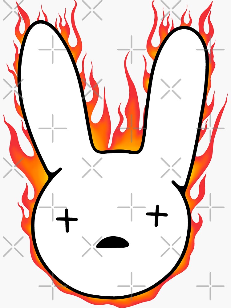Bad Bunny in Sad Heart Baseball Jersey Sticker for Sale by