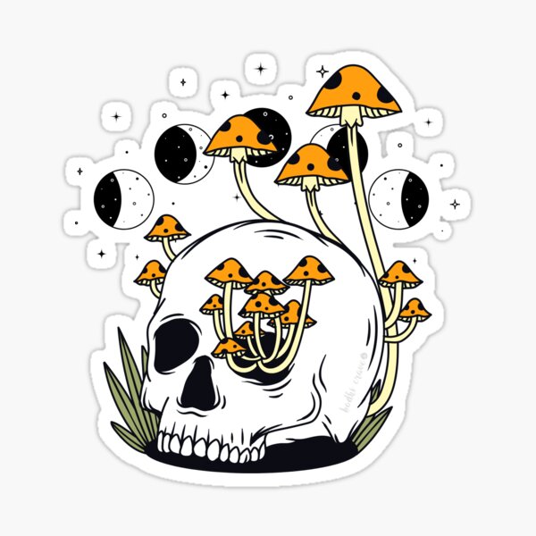 Mushroom Skull Moon Halloween Sticker