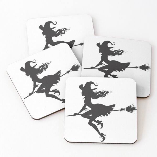 Item preview, A witch flying on a broom  ,charming fairy black cat and mouse broom designed and sold by AlA2 3MER.